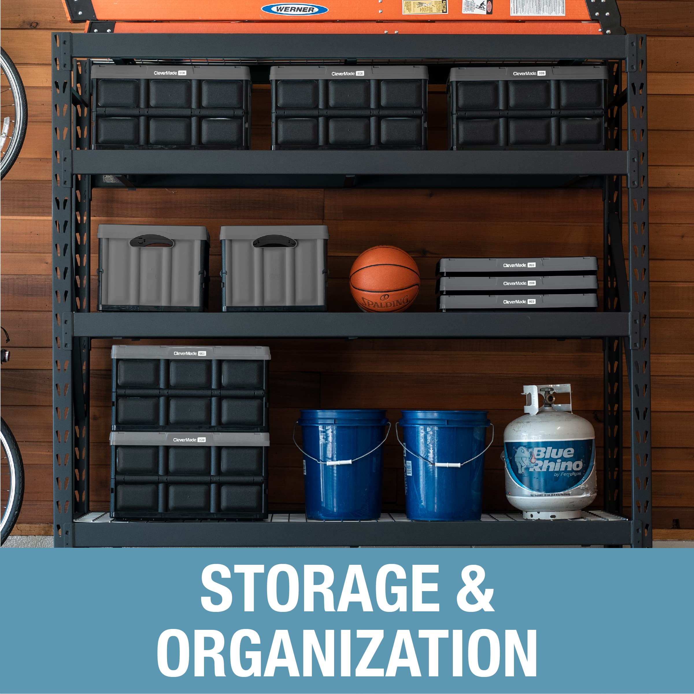 CleverMade Eco 62L Collapsible Storage Bins - Folding Plastic Stackable ...