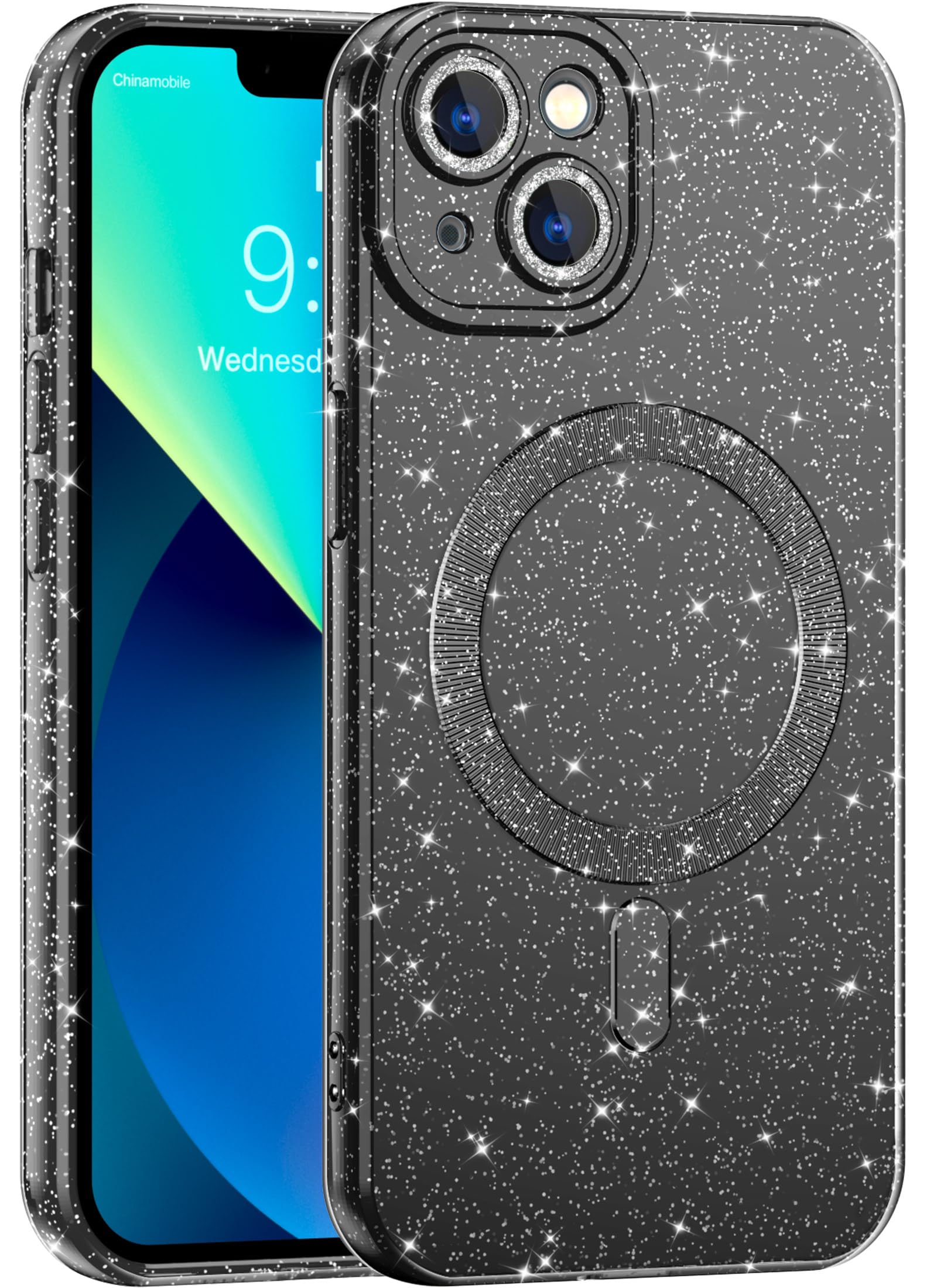 CUZMIGO for iPhone 15 Plus Case Glitter Magnetic Compatible with Magsafe, Shiny Bling Sparkle Phone Cases for Women Girls, Slim Fit Soft TPU