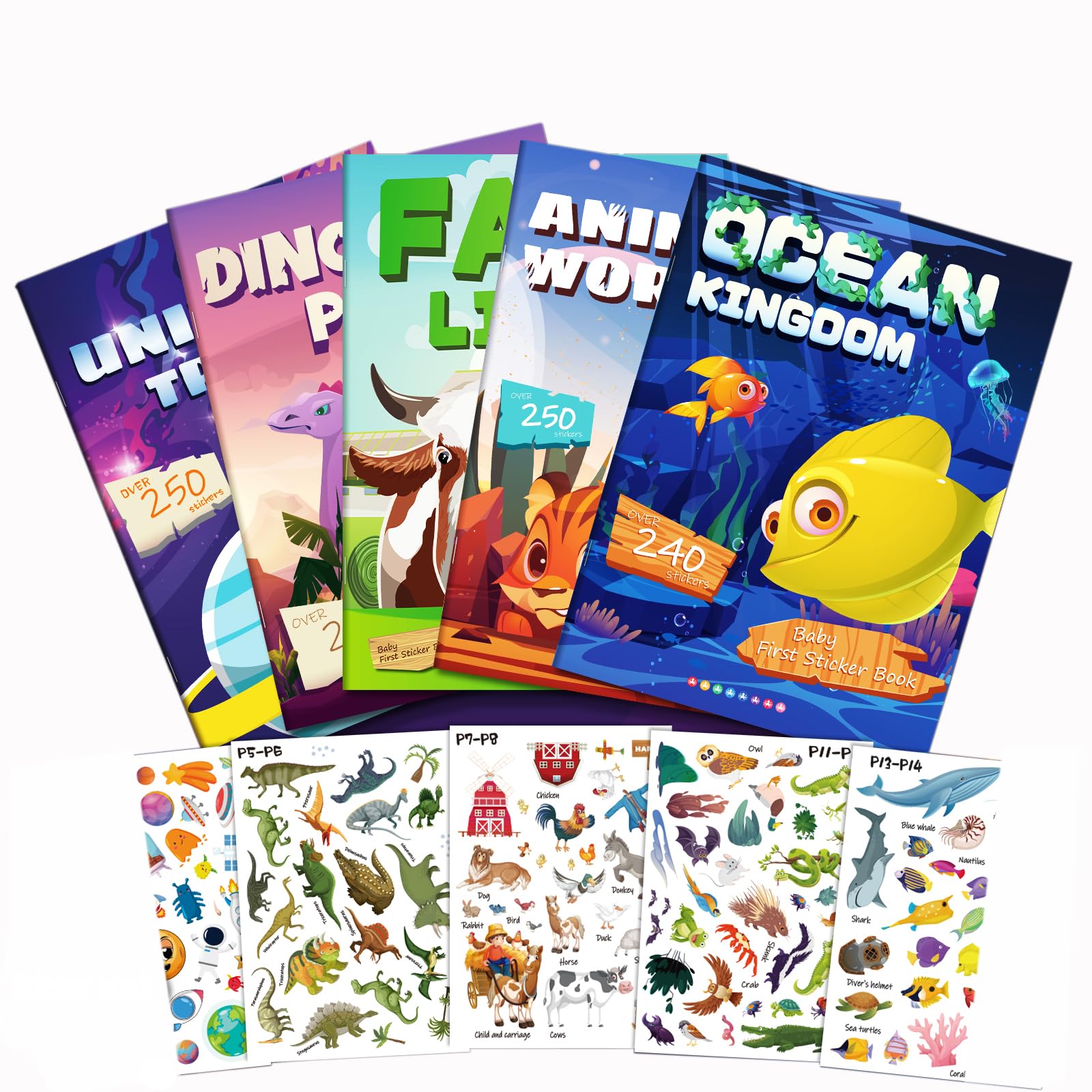 Libro di adesivi per bambini – 1310+ dinosauri Park & Animal Habitat – Side by Side Sticker Activity Book – Scene divertenti libri adesivi riutilizzabili – Ideale per ragazzi e ragazze dai 2