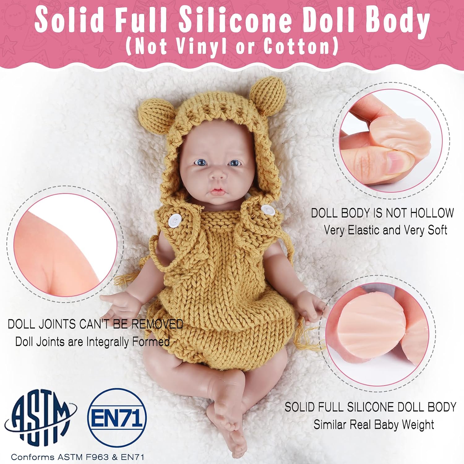 Vollence 17 inch Silicone Baby Dolls Boy Weighted 5.21 lb,[NOT Vinyl],Silicone Full Body Reborn Realistic Lifelike Newborn Real Life Soft Babies with Feeding Kit & Gift Box for Kids Age 3+