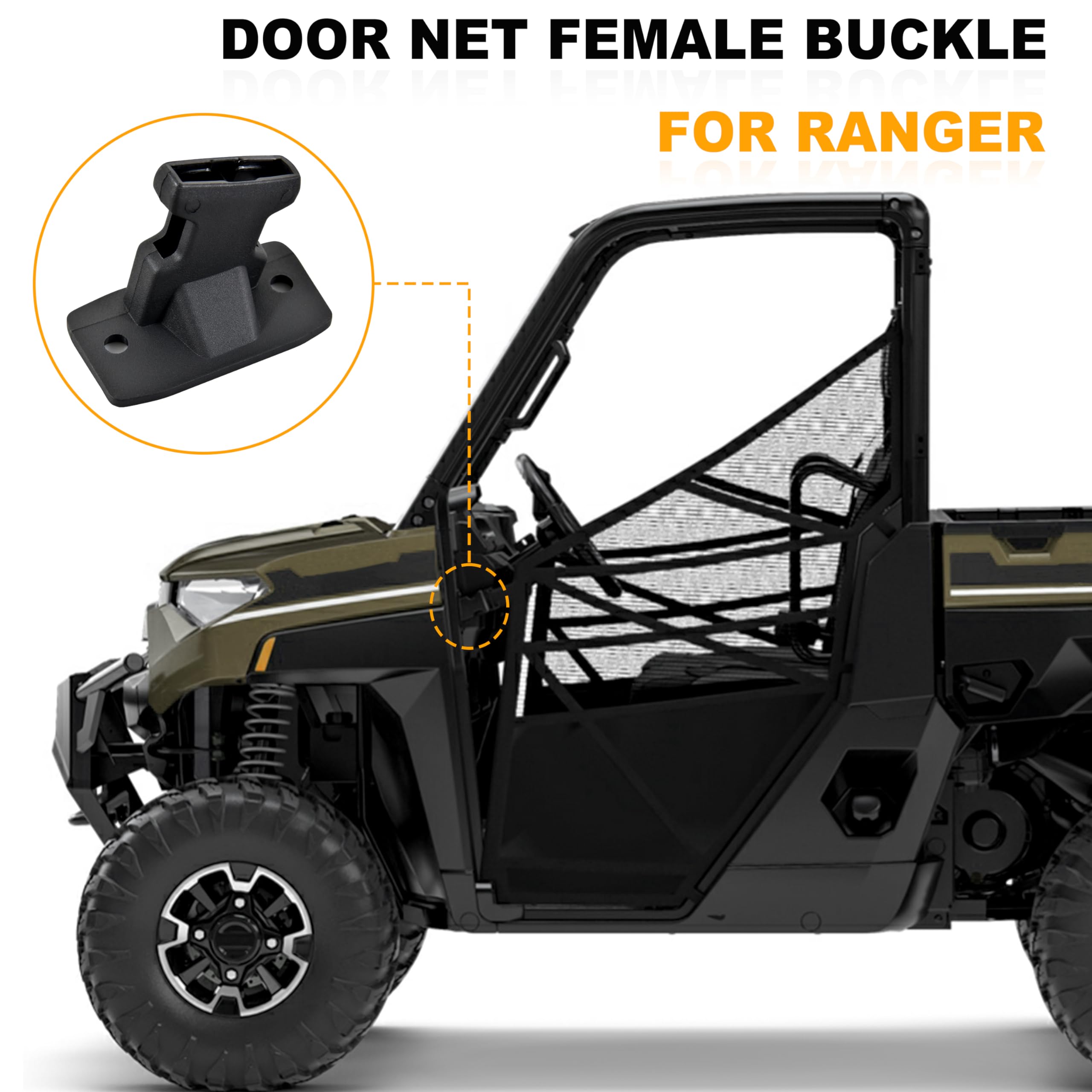 SAUTVS Front Door Net Female Buckle for Polaris Ranger XP 1000 900 Crew, Plastic Black Front Door Side Safety Net Fastener Base Support for Polaris Ranger Crew XP 1000 900 2016-2020 Accessories, 2PCS