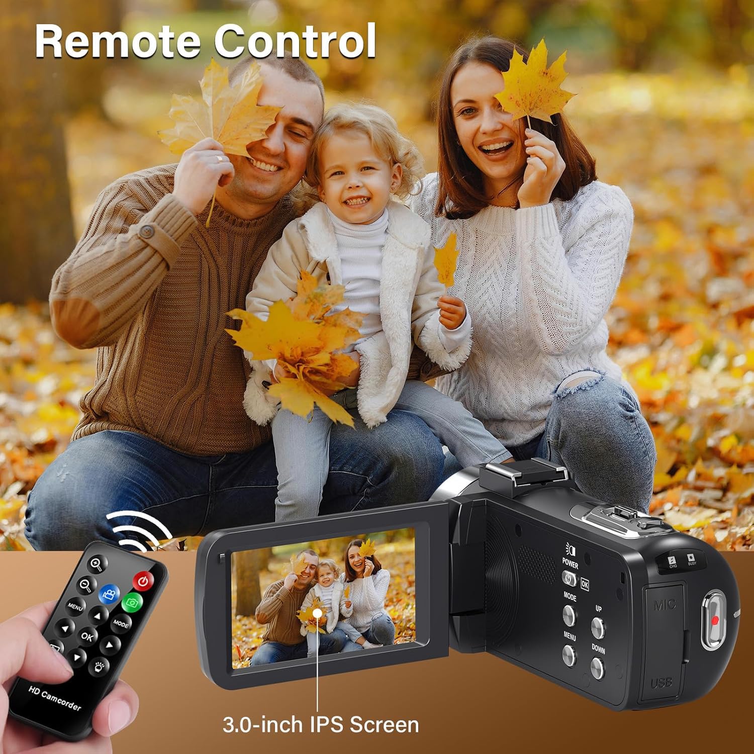 Videocamera da 80 MP, zoom digitale 18X, 4K, con schermo IPS da 3,0 pollici