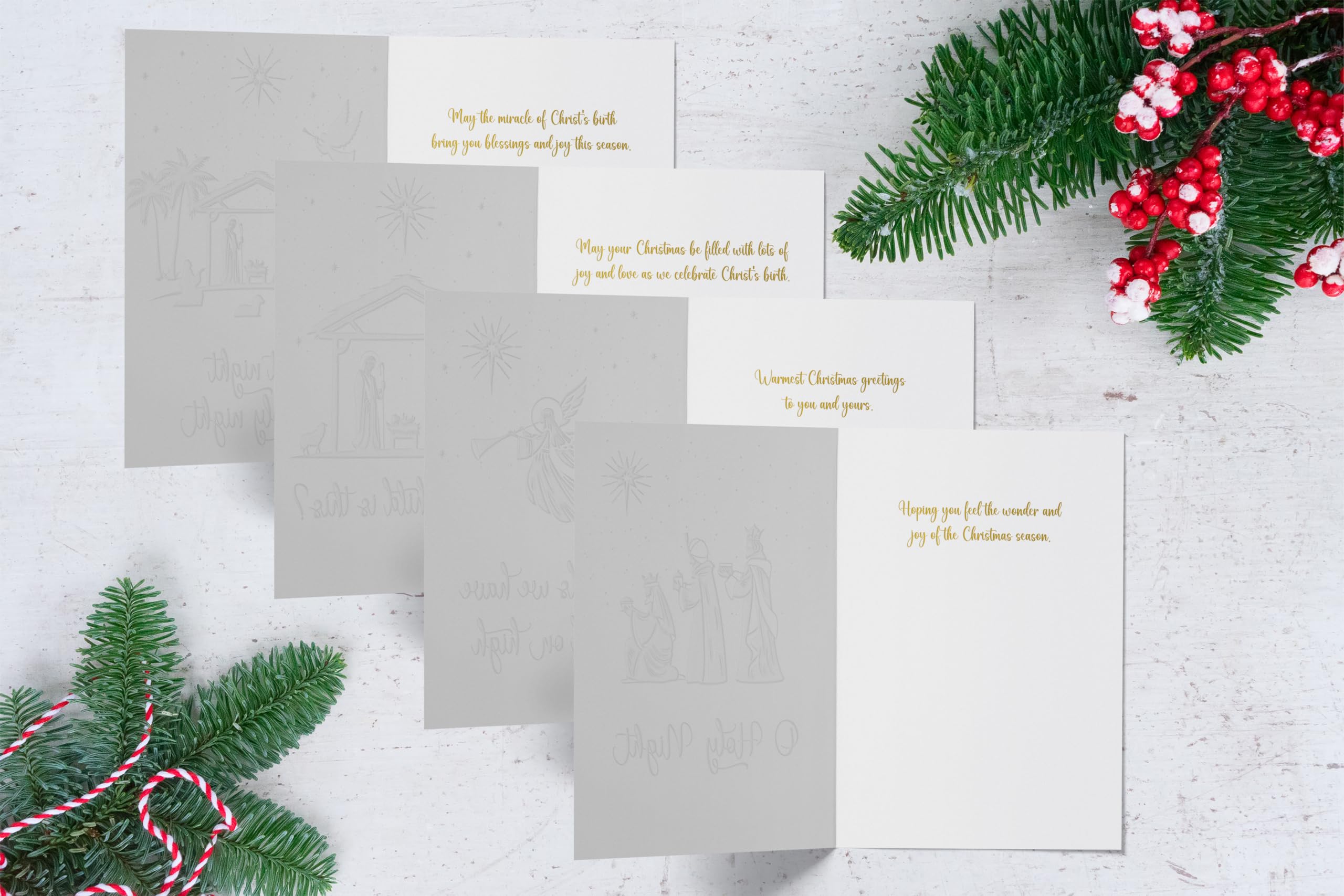 Better Office Products 50 Pack Religious Christmas Cards with Embossed Gold Foil Accents, 5" x 7", High Gloss, Gold Foil Interior Greeting, with 50 Envelopes, 50 Count Boxed Assortment - Image 3