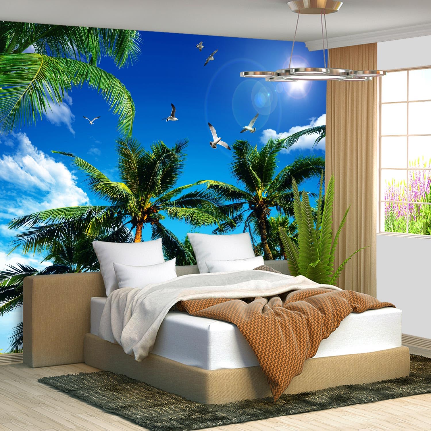 Papier peint palmier grand format intissé salon XXL 495 cm