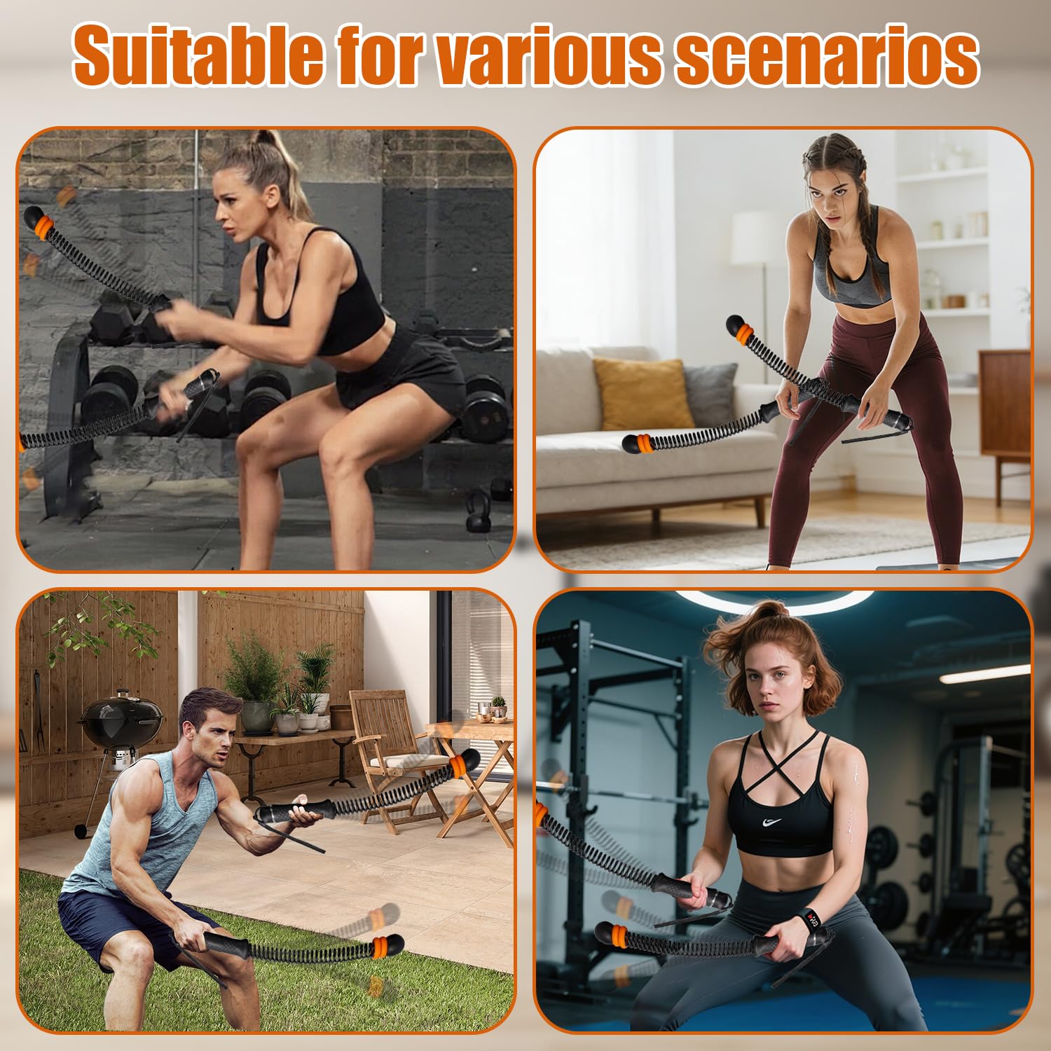 Corde de Combat sans Corde, Ropeless Battle Ropes, Corde D'Entraînement sans Fil, Corde d'entraînement portable, Battle Rope, Équipement Fitness sans Fil lestée, pour Salle de Sport, Cardio