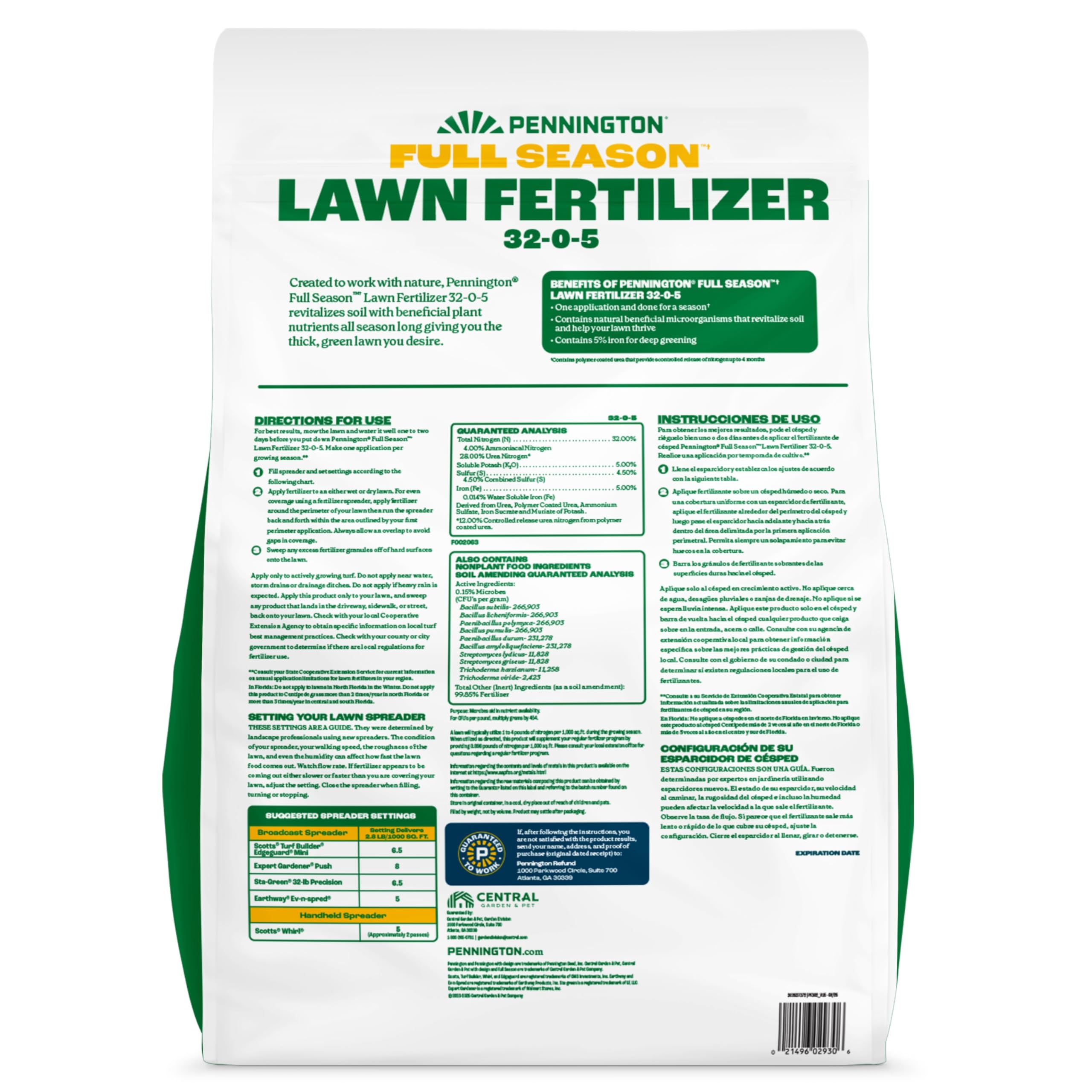 Pennington Full Season Lawn Fertilizer 32-0-5 4M 11.2lb - Additional View