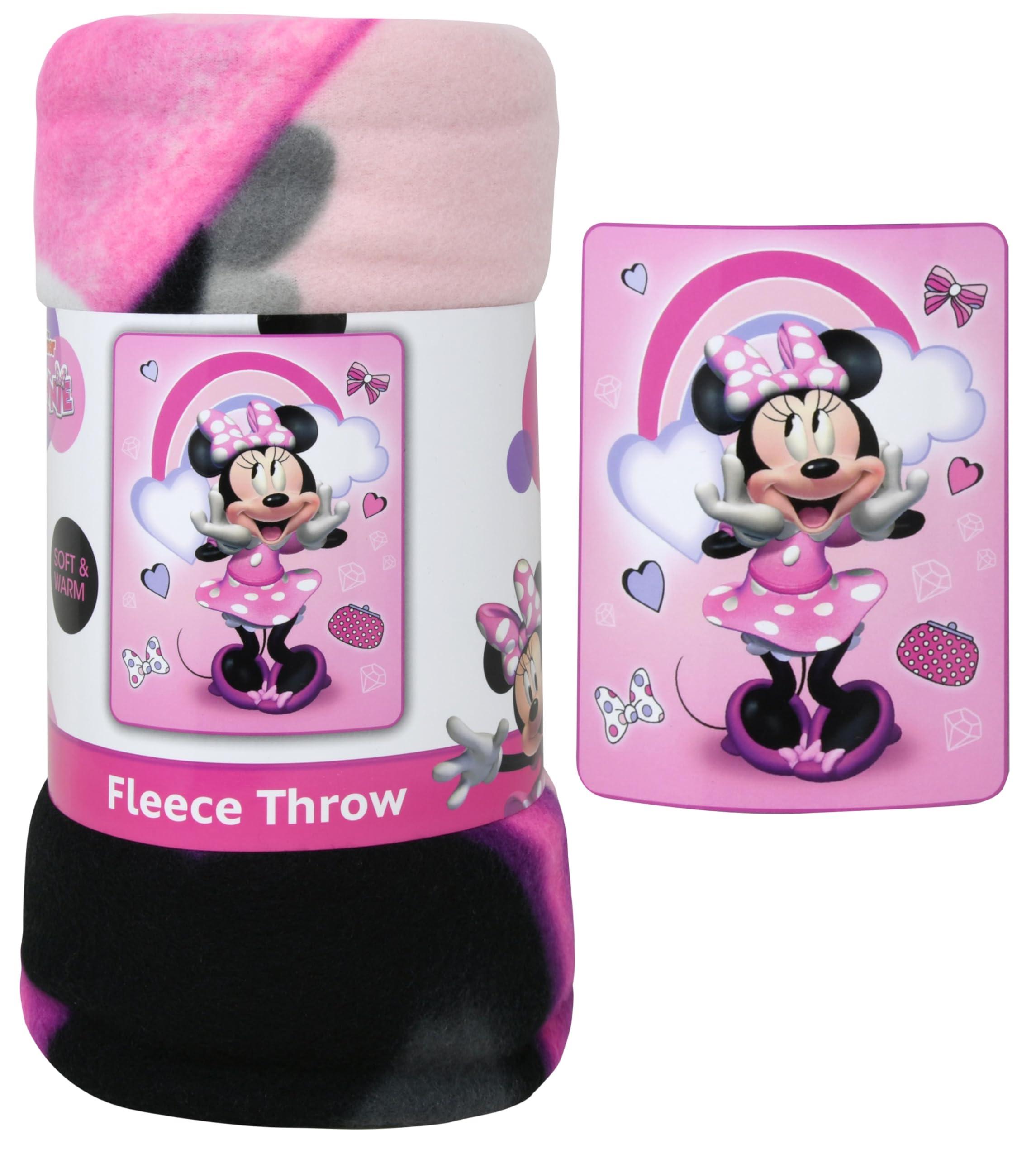 Disney Pink Minnie Mouse Throw Blanket 45" X 60" Allover Print