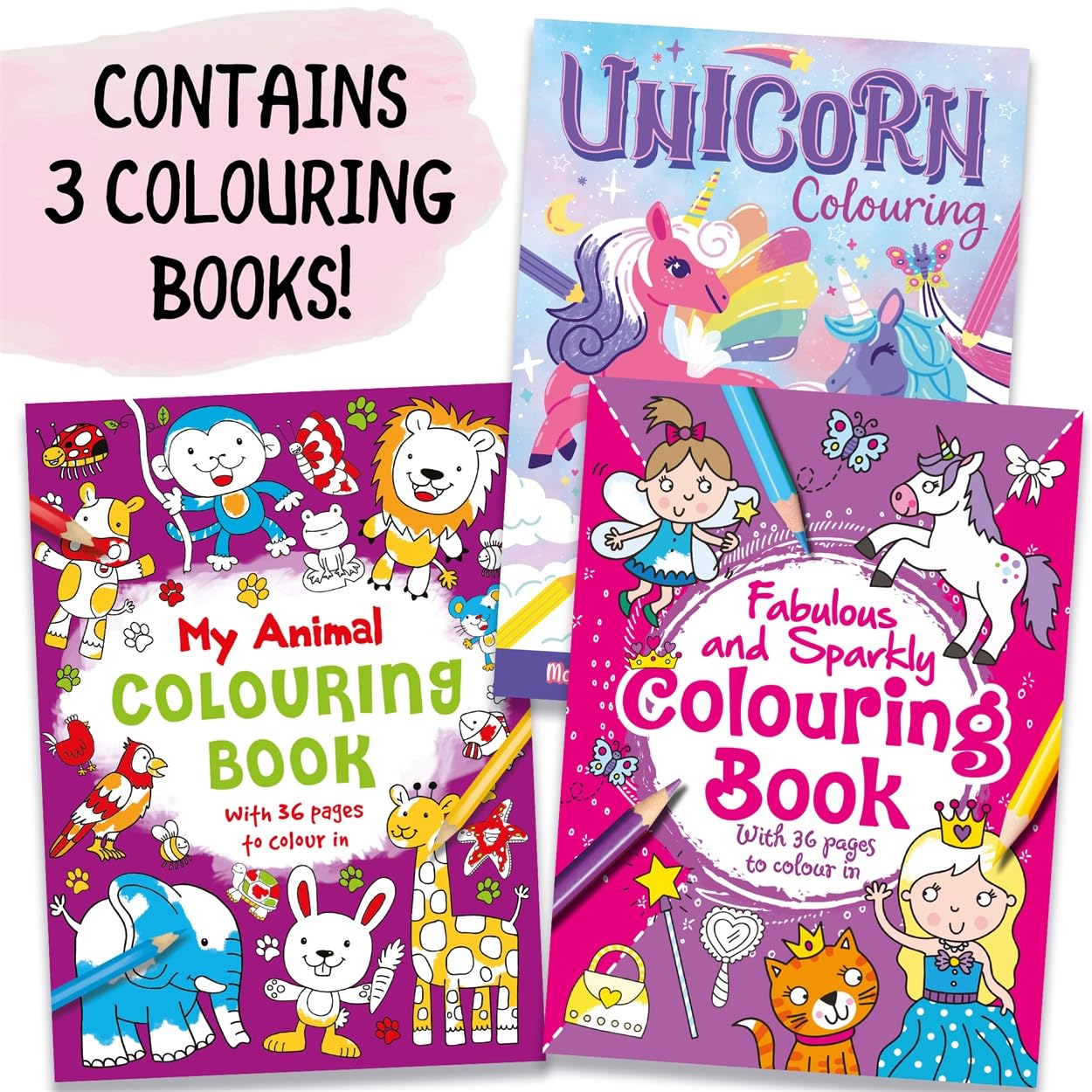 Three Amazing Colouring Books (With over 100 pages to colour in!)
