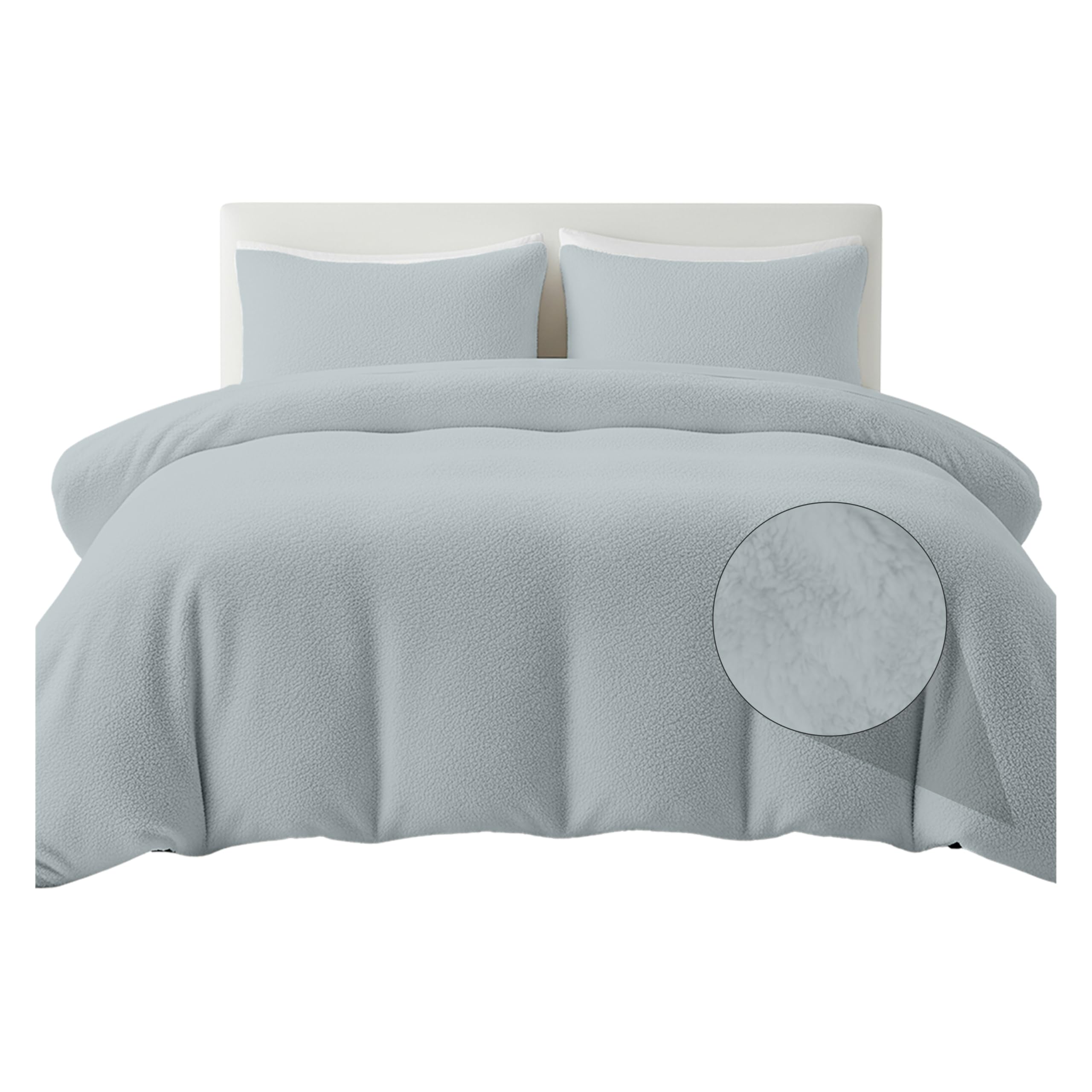 Rohi Duck Egg Luxury Teddy Fleece Duvet Cover Set Double – Soft Cosy & Fluffy Teddy Bear Bedding, Thermal Warm Winter Fleece Quilt Cover with Matching Pillowcases – Anti Allergy Bedding, Double — image 1