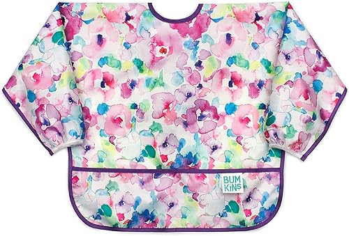 Bumkins - Babero con mangas para bebé, babero para niños pequeños, tela impermeable, se adapta a edades de 6 a 24 meses