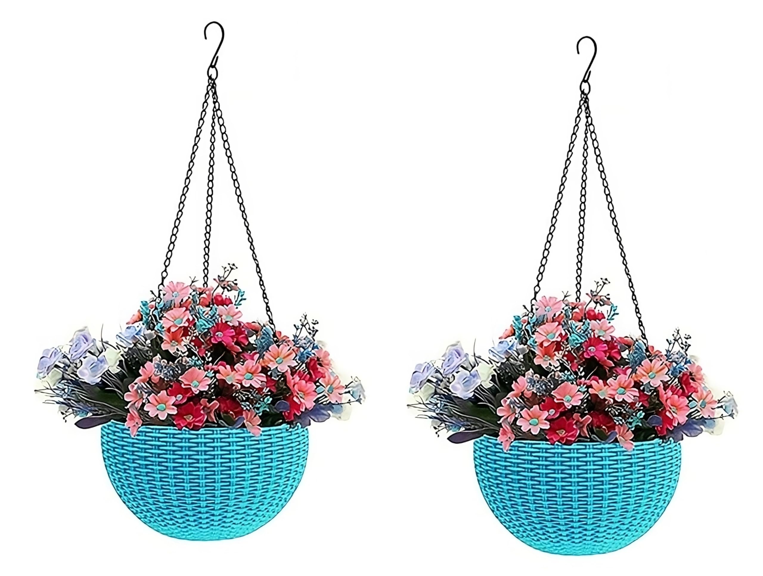 Craftbin Craftbin Plastic Hanging Round Planters | Planting Pots for Home Gardening | Flower Pots for Home Balcony, Dia-7.1inch, Hight-4.1inch Pack of 2 (Light Blue, 2) (B0D1VDT6NJ) Amazon Price History, Amazon Price Tracker