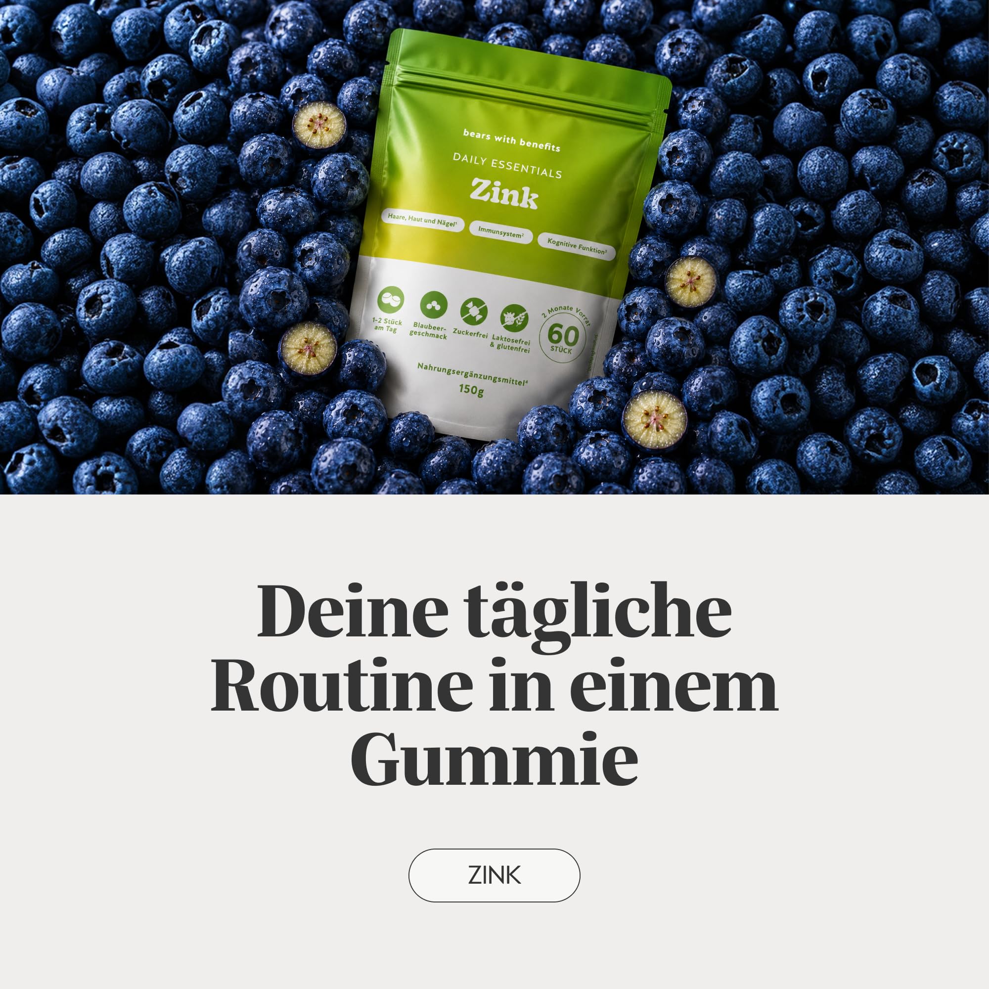 Bears with Benefits - Gummibärchen Zink - Haare & Nägel - 60 Stück