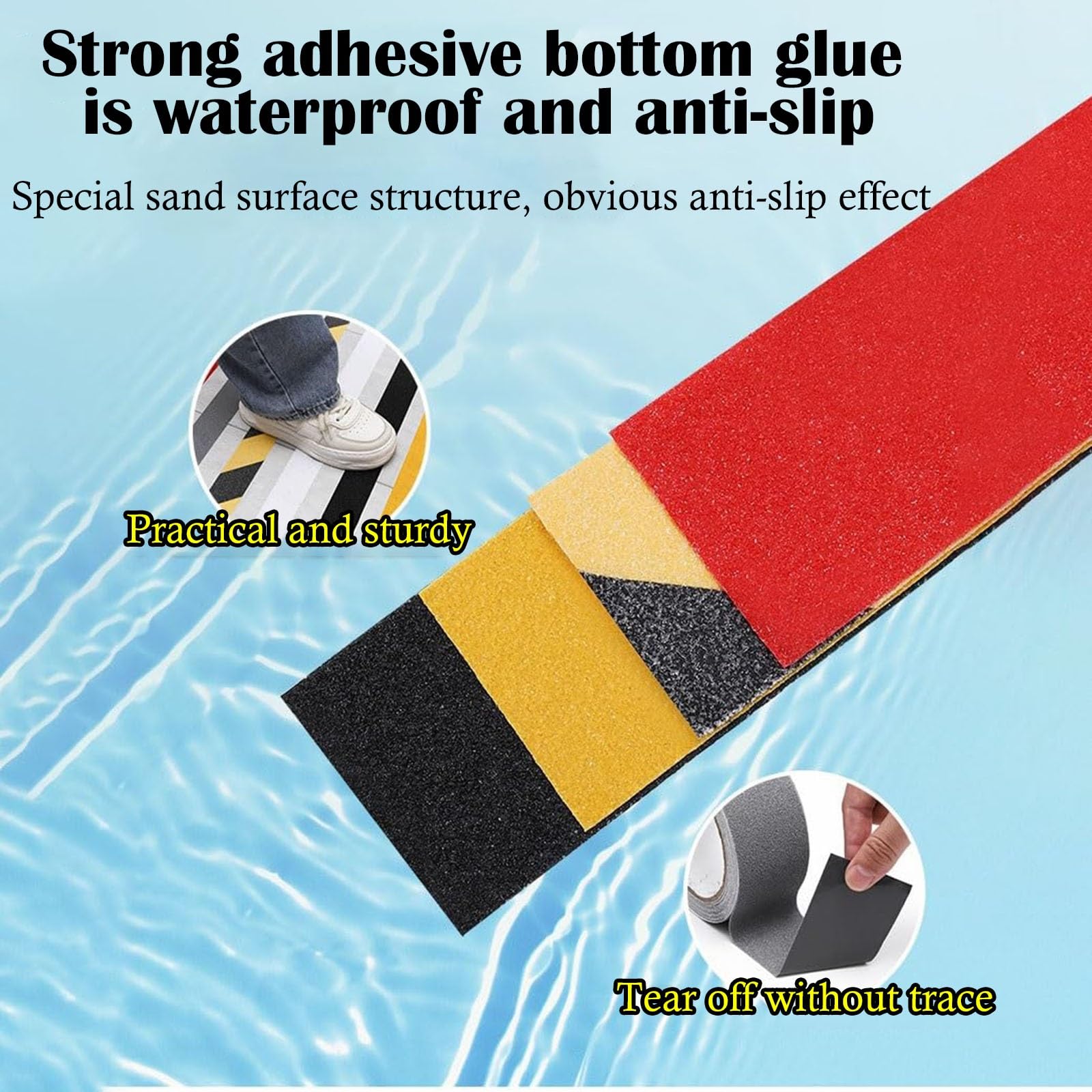 cinta escaleras Cinta Antideslizante Para Escalones De Escalera, Resistente, Para Baños, Fábricas Y Almacenes. Adhesivo Abrasivo De Alta Fricción Tracción(A,L 15M X W 100MM)