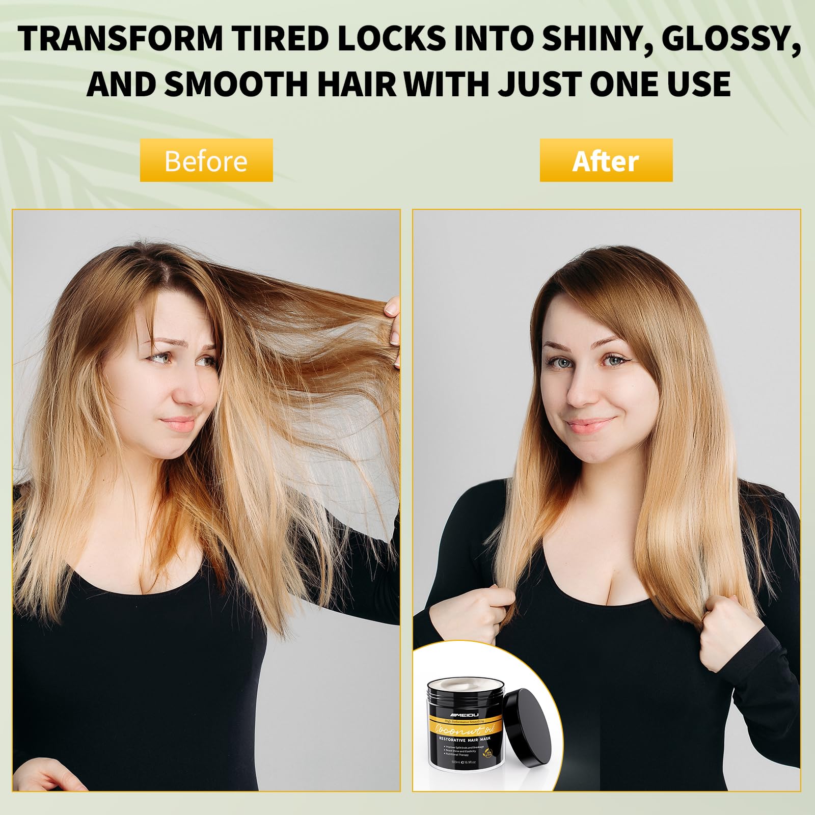 Hair Mask for Dry Damaged Hair, Keratin Hair Repair Treatment, Deep Conditioning Hydrating Hair Treatment for Coloured Hair, Coconut Oil Hair mask for Women with Curly Hair - Image 4