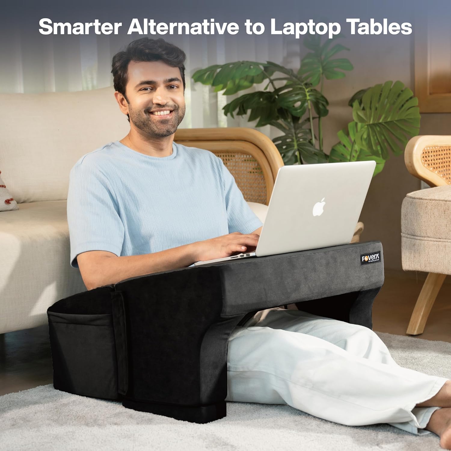 FOVERA Lap Desk Pillow | Height Adjustable, Soft & Comfortable Armrest, Easy to Store | For Working on Laptop, Reading & Gaming | Work from Home Pillow | Perfect for Using on Bed, Sofa & Floor (Black) 39 81lNbDUXnXL. SL1500