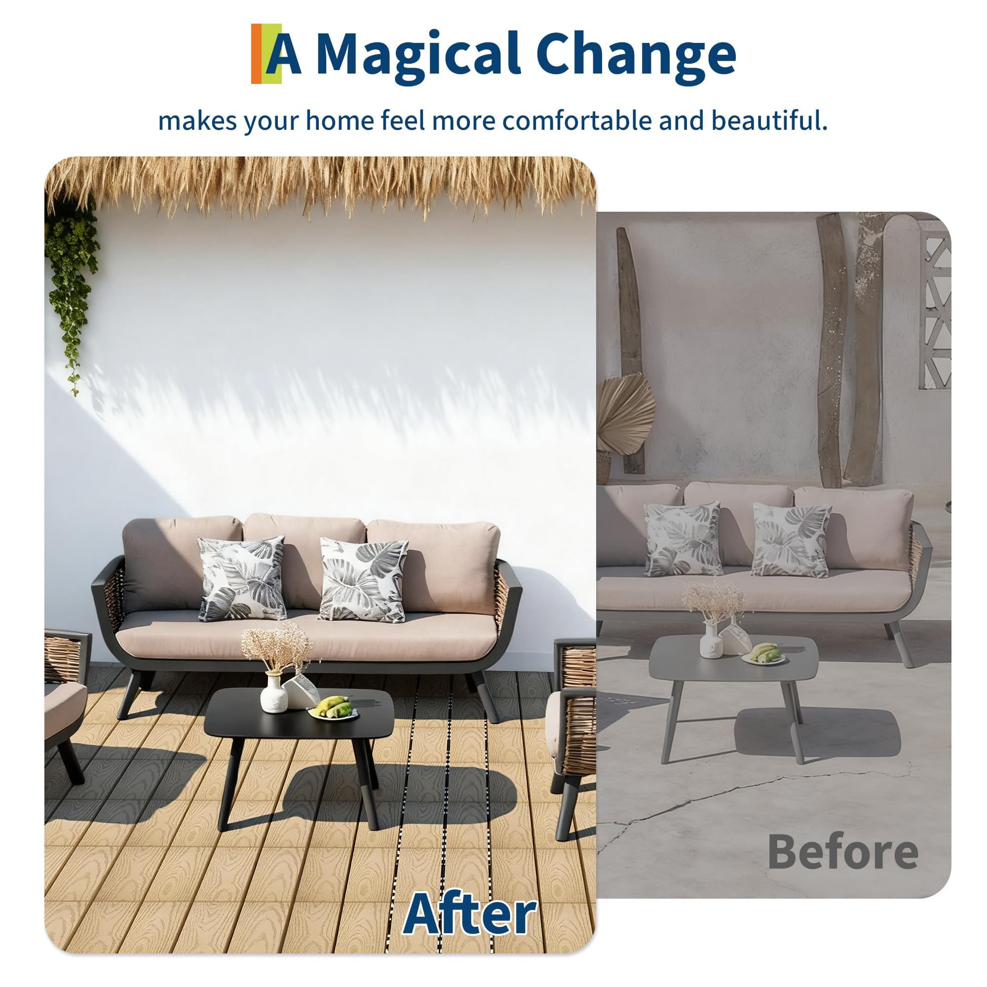 Caillebotis Bois Dalle Terrasse Exterieur Revetement Sol Exterieur Terrasse Dalles Terrasse Composite Dalle Balcon Exterieur 12 pcs