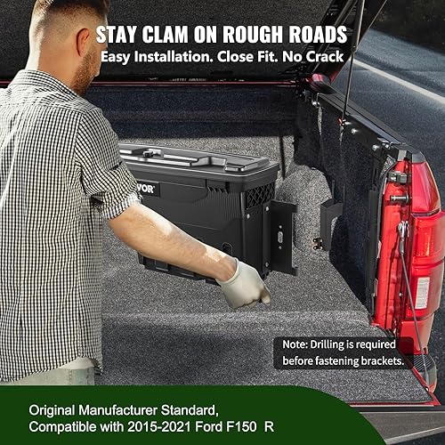 Miniatura 6 de VEVOR Caja de almacenamiento para caja de camión, tapa con cerradura, caja de herramientas de ABS impermeable de 6.6 galones  20 L con candado de