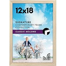 Americanflat 11x14 Picture Frame with Shatter-Resistant Glass - Streamline Collection - Thin Border Picture Frame for Wall Display - Hanging Hardware Included - Natural Oak