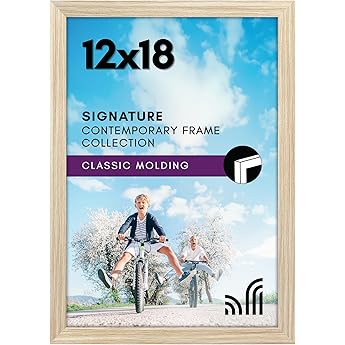 Americanflat 11x14 Picture Frame with Shatter-Resistant Glass - Streamline Collection - Thin Border Picture Frame for Wall Display - Hanging Hardware Included - Natural Oak