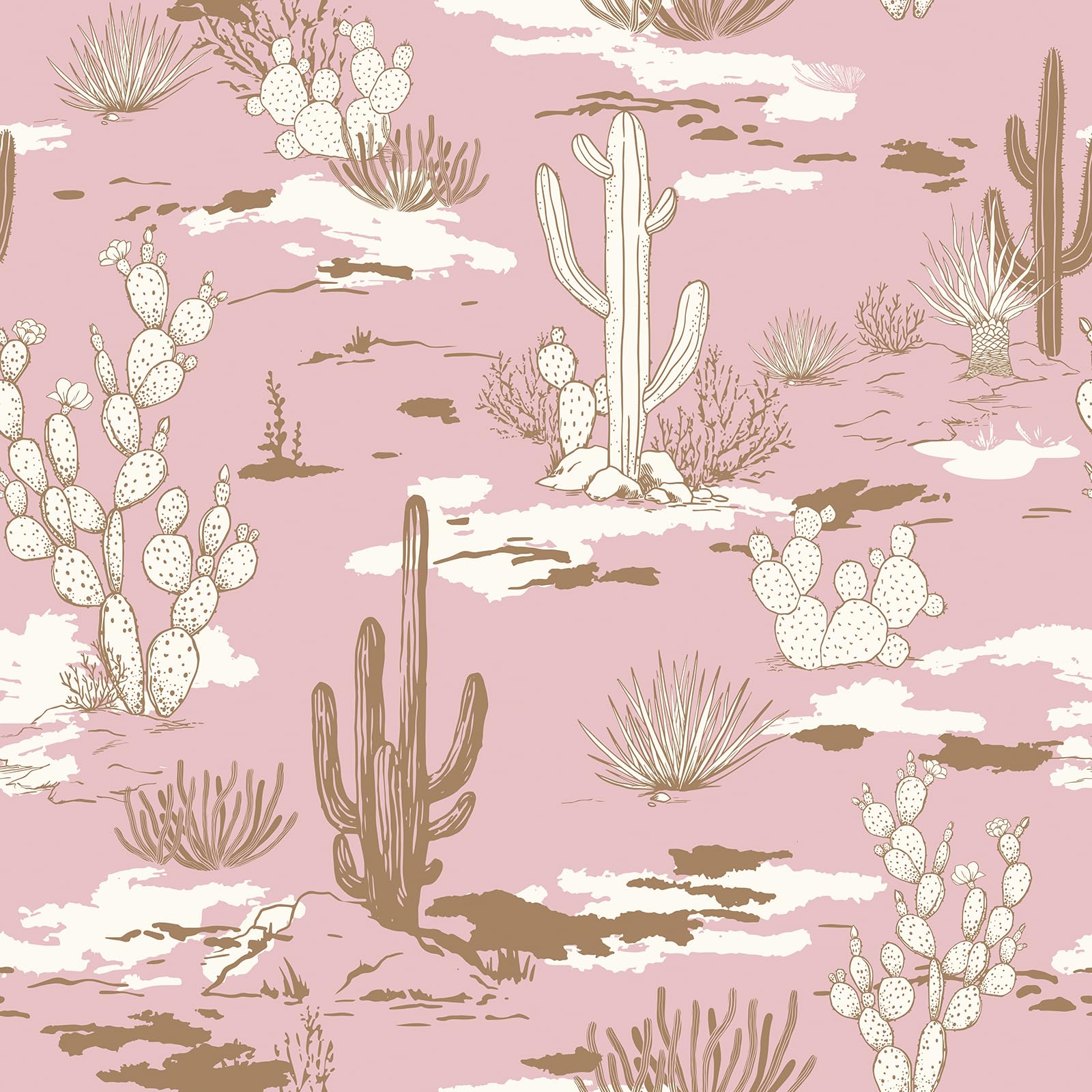 FunStick 44.5CMx9M Papel Pintado Rosa Flores Cactus Papel Pintado Pared Dormitorio Habitación Planta Suculenta Vinilos Rosa para Muebles Armarios Decorativo Vinilo Adhesivo Pared Hojas Cactus Desierto