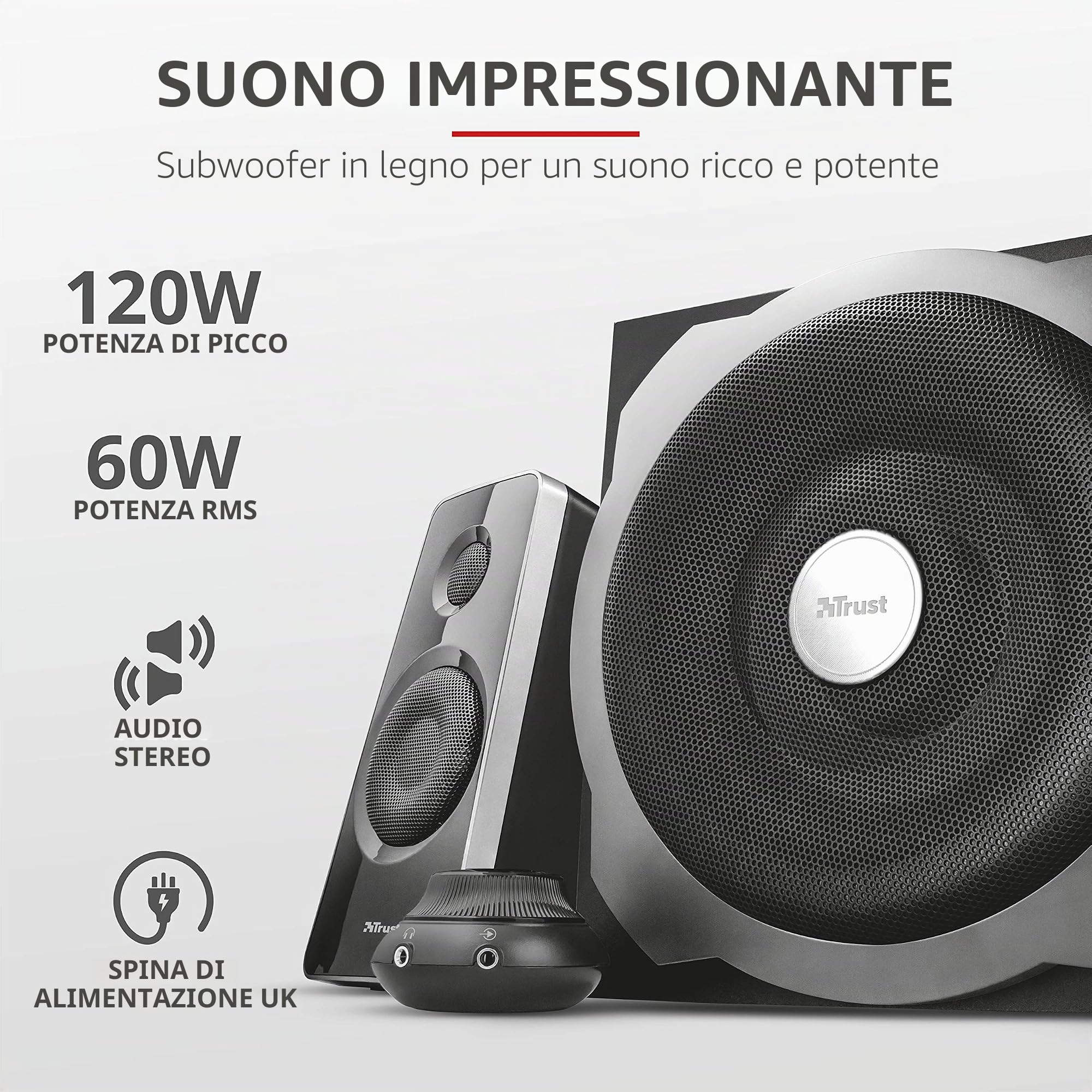 Trust Tytan 2.1 set di altoparlanti 2.1 canali 60 W Nero