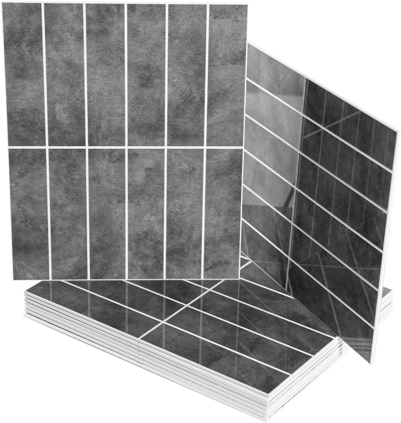 Art3d 10-Sheet Faux Marble Peel and Stick Backsplash Tile for Kitchen Wall Bathroom Countertops, 11.4 inch x 9.1 inch Stick-on Glazed-Ceramic Finish Resist to Water, Heat and Scratches, Ash Grey Ash Gray