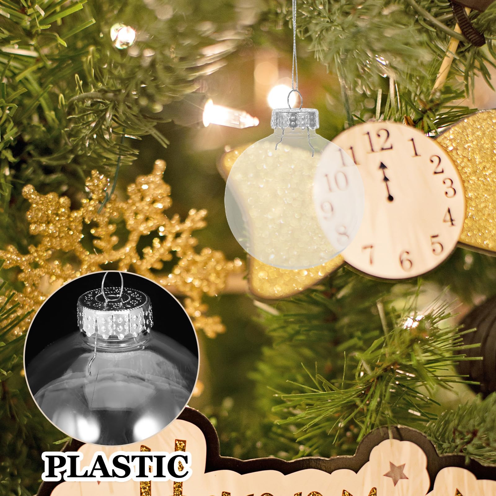 BESPORTBLE 10 Unidades Bolas Transparentes para Árbol de Navidad de Plástico, Decoración Creativa y Simple para Festival y Ambiente Festivo DIY