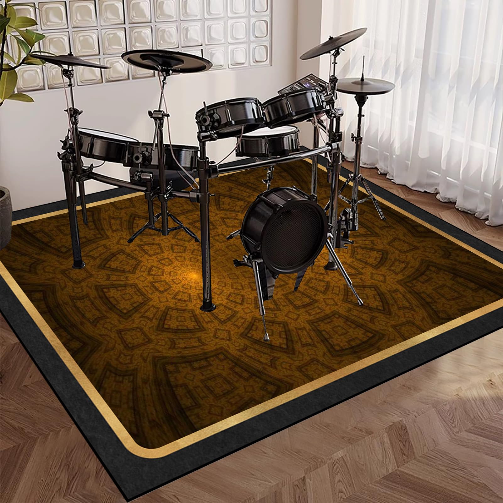 Tapis Insonorisant pour Batterie Antidérapant Tapis Batterie Electronique Tapis de Tambour Acoustique Tapis pour Batterie et Percussions Tapis de Sol pour Instruments de Musique 160 x 140 cm