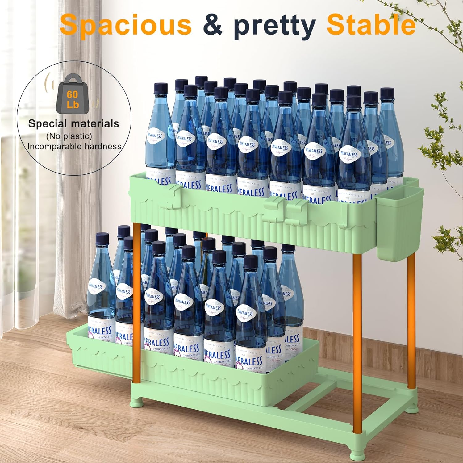 3 Pack Under Sink Organizers, 2-Tier Multi-Use Kitchen and Bathroom Organizers and Storage with Sliding Drawers，Bathroom Cabinet Organizer (Green, 12.8 Inch) - Image 5