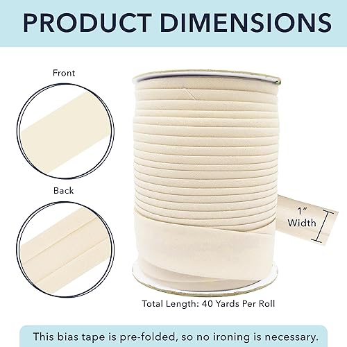 Miniatura 141 de Mandala Crafts Cinta al bies de un solo pliegue de 5/8 pulgadas para coser, acolchar, tuberías, dobladillo, manta y encuadernación de colcha, cinta