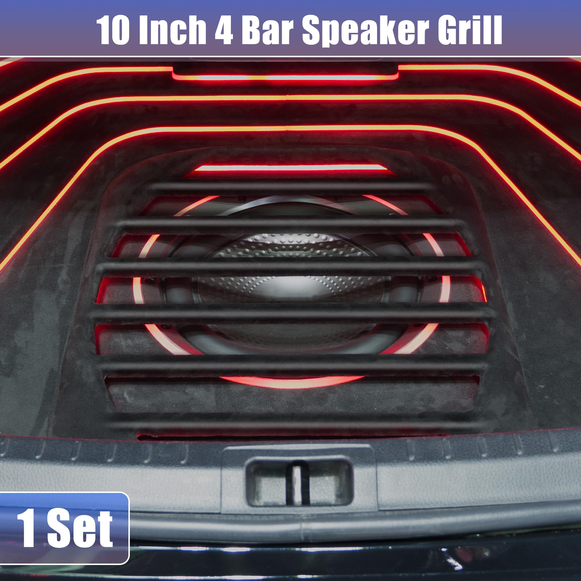Unique Bargains Universal Iron Black 8" Speaker Grill Bar Audio Speaker Subwoofer Grill Grille 8 Inch 4 Bar 2 Set
