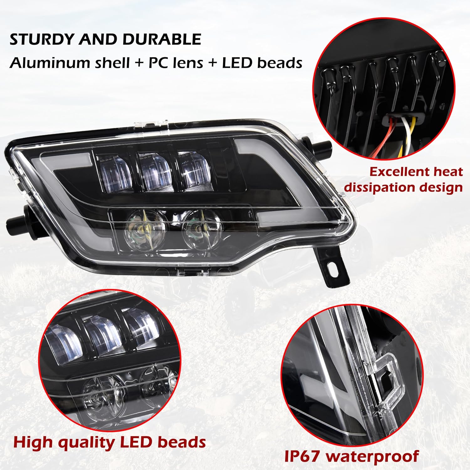 LED Headlight Assembly for Honda Pioneer/Talon 1000 14-25, Head Lights Front Lamp Turn Signal Light with High Low Beam DRL for Honda Pioneer 1000/700/ Talon 1000 2014-2025 Accessories