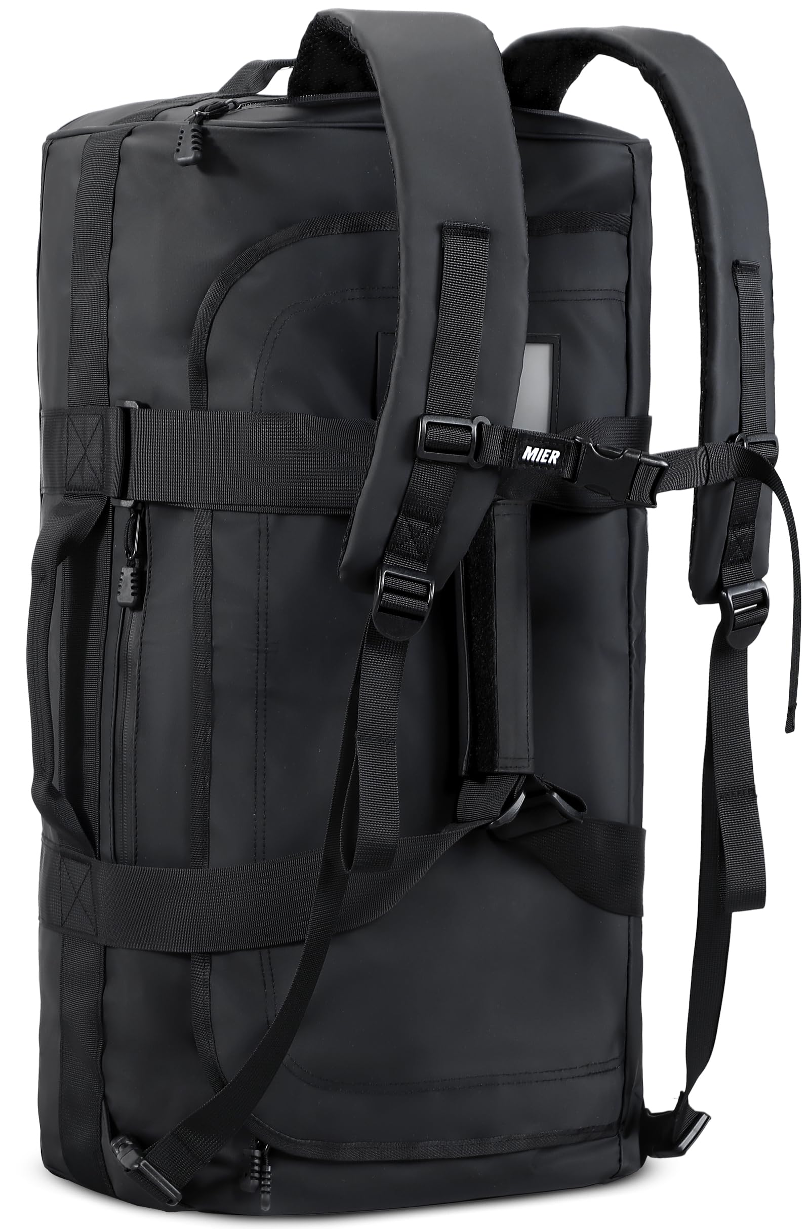 Water Resistant Backpack Duffle Heavy Duty Convertible Duffle Bag with Backpack Straps for Gym, Sports, Travel, Black, 90L, Heavy Duty Backpack Duffle