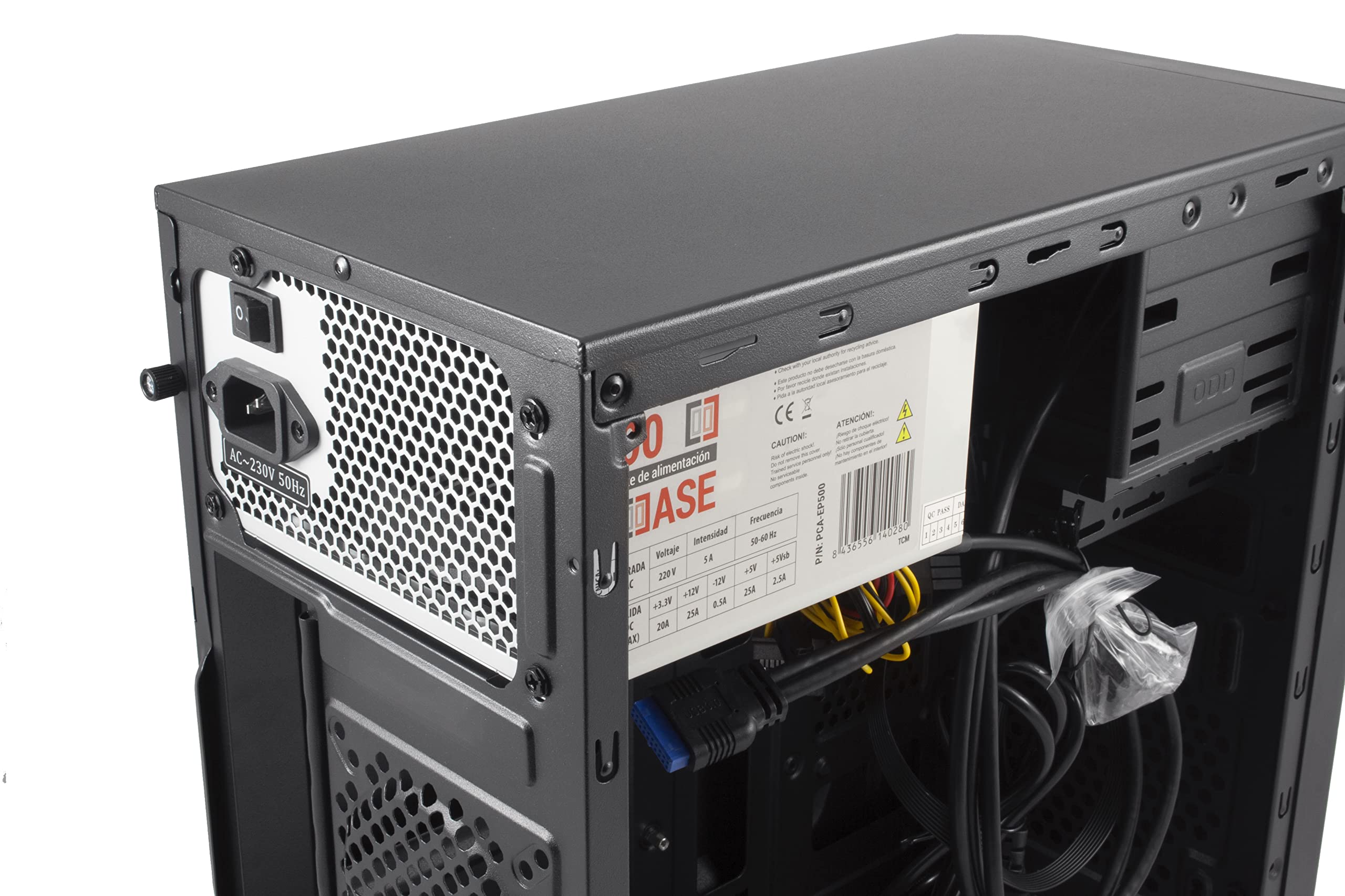 PC Case MPC-28 - Caja PC Micro ATX y Mini ITX con Fuente de Alimentación EP500, 2 x USB3.0 Frontales, Soporte para Candado, Compatible con Gráficas de hasta 29cm de Largo. Color Negro
