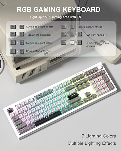Miniatura 3 de Womier K105 Membrane Gaming Keyboard,RGB Quiet Keyboard for Office, USB Wired,26 Keys Anti-ghosting Computer Keyboard 104 Keys - Gray