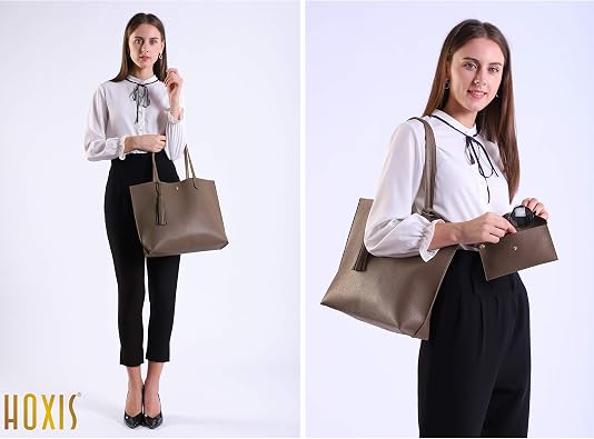 Minimalist Clean Cut Pebbled Faux Leather Tote Womens Shoulder Handbag