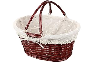 KINJOEK: Willow Basket with Handle for Multipurpose with Premium Cloth Lining