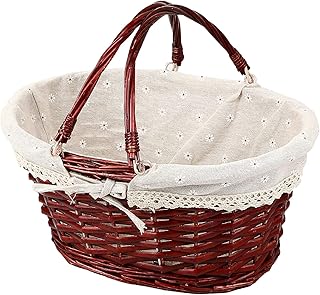 KINJOEK Wicker Woven Basket, Multipurpose Natural Willow Basket with Han...