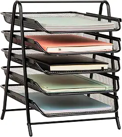 Organizador de mesa Mind Reader com 5 bandejas deslizantes para cartas, documentos, correio, arquivos, papéis, preto