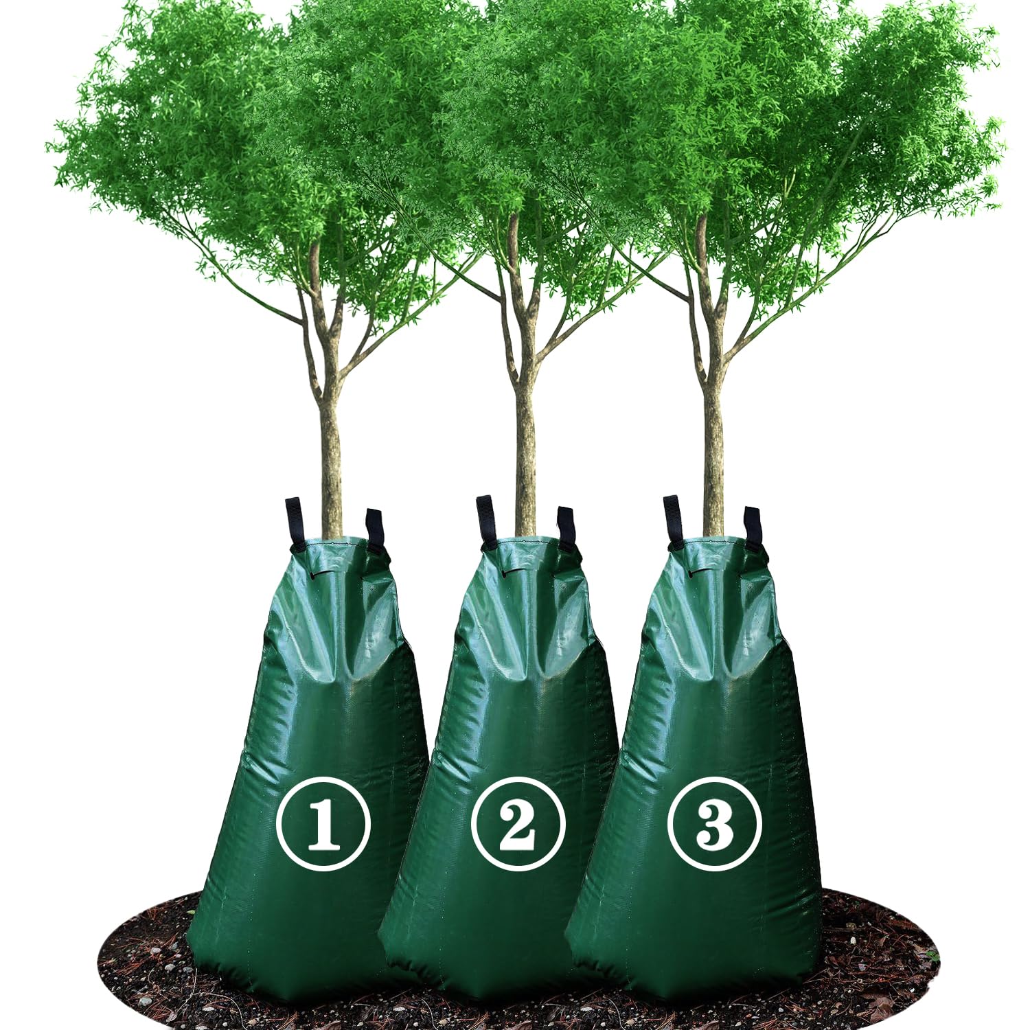 3 Pack 20 Gallon Tree Watering Bags, Reusable, Heavy Duty, Slow Release Water Bags for Trees, Premium PVC Tree Drip Irrigation Bags
