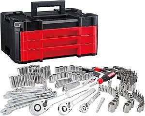 Craftsman Socket Set with Case VERSASTACK 230 Pcs Mechanics Tool Set, 1/4 in, 3/8 in, and 1/2 Drive, Standard and Deep Socket Set, Short and Long Arm Hex Keys (CMMT45306)