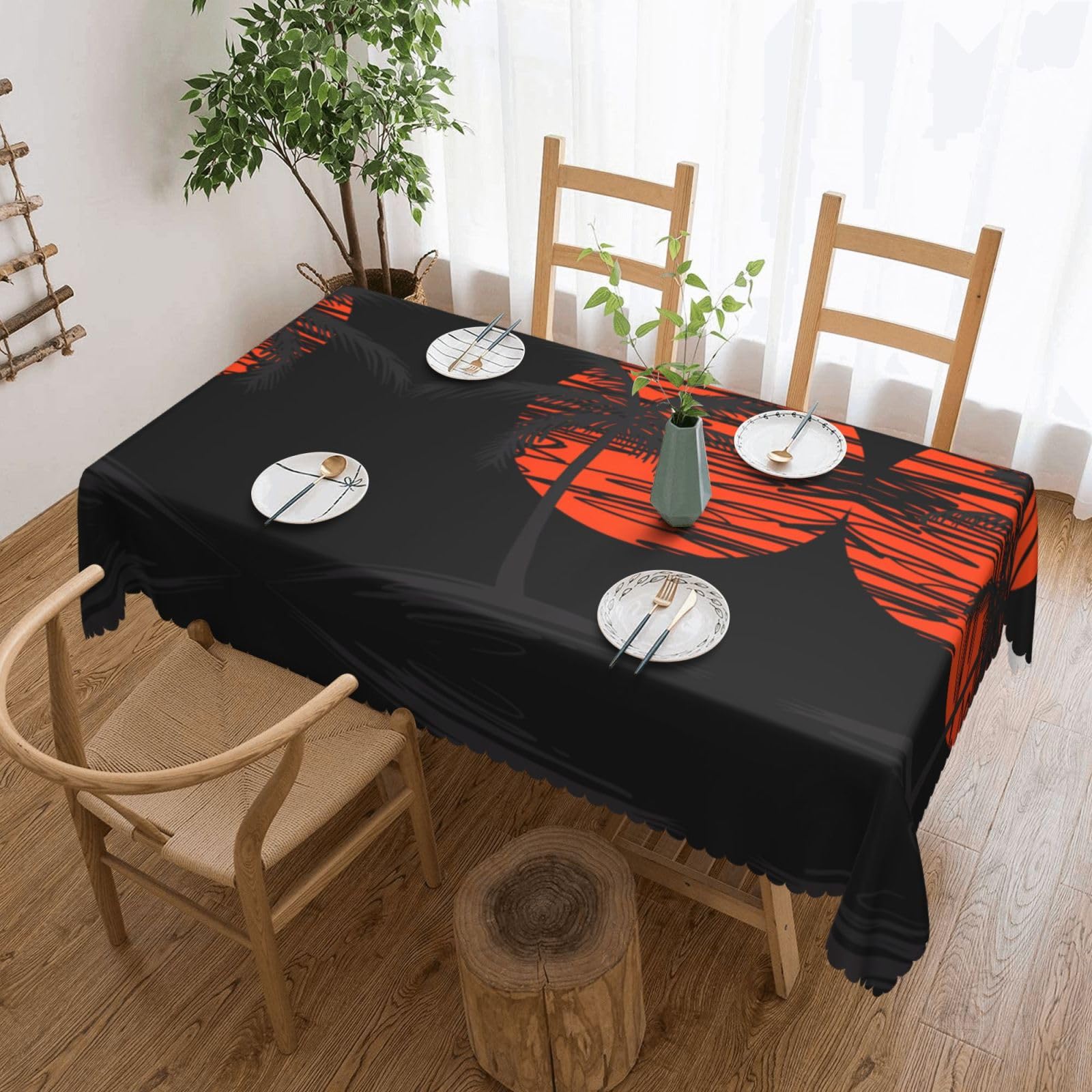MROWYC Illustration of Palm Trees Printed tablecloths are suitable for hotels, picnics, and parties, and can effectively protect the tabletop