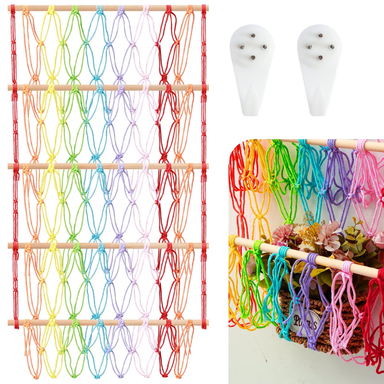 Stuffed Toy Storage Hammock, 4-Layer Large Capacity Toy Storage Net, Hanging Toy Organizer Plush Doll Holder with 2 Hooks for Kindergarten Playroom Bedroom Corner, Corner Stuffed Animal Zoo (Colorful)