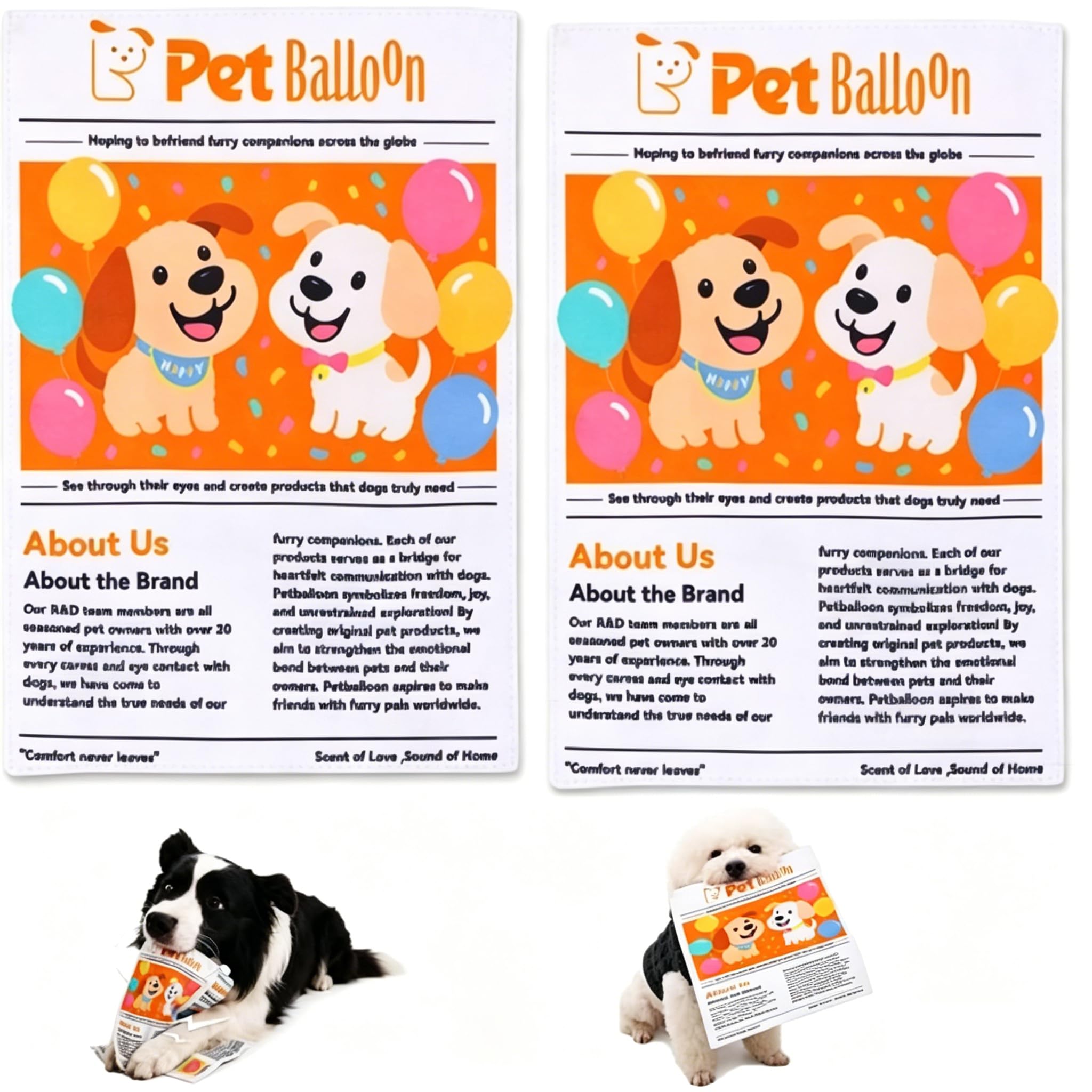 2026 New Durable Newspaper Dog Toy, Indestructible Newspaper Design Squeaky Dog Toy, Plastic Creaks Newspaper Crinkle Chew Dogs Toys for Puppy Puppies Small Doggie Tearing (Large_2 pc)