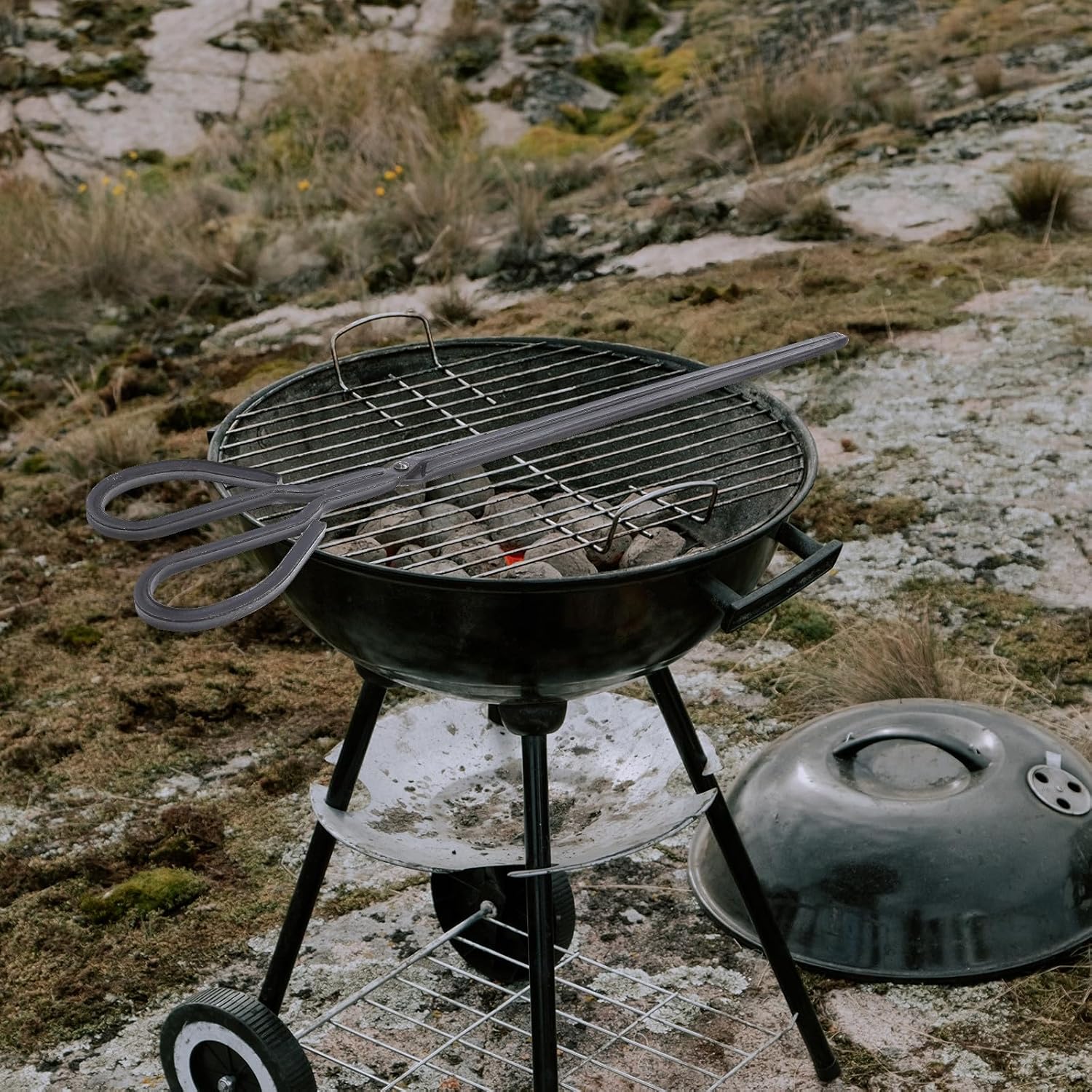 Extra Long Iron Fire Tongs for Fireplace, Bbq and Campfire