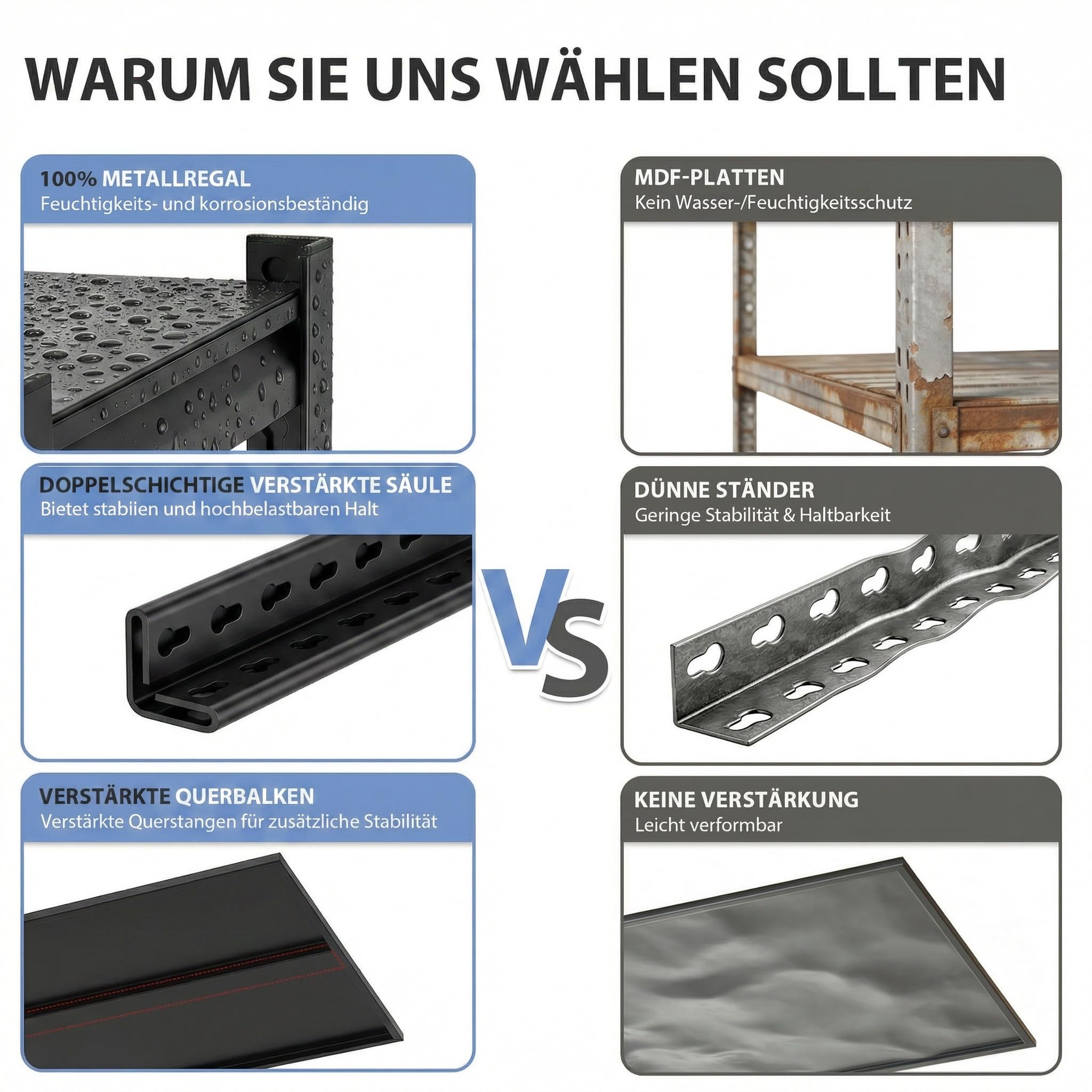 Himimi Schwerlastregal Metall 5 Ebenen, 1000kg,Stabiles Lagerregal mit Höhenverstellbaren Einlegeböden, Offenes Steckregal für Keller Garage Lager Küchen, Industrie-Standregal 90x40x182 (H) cm Schwarz