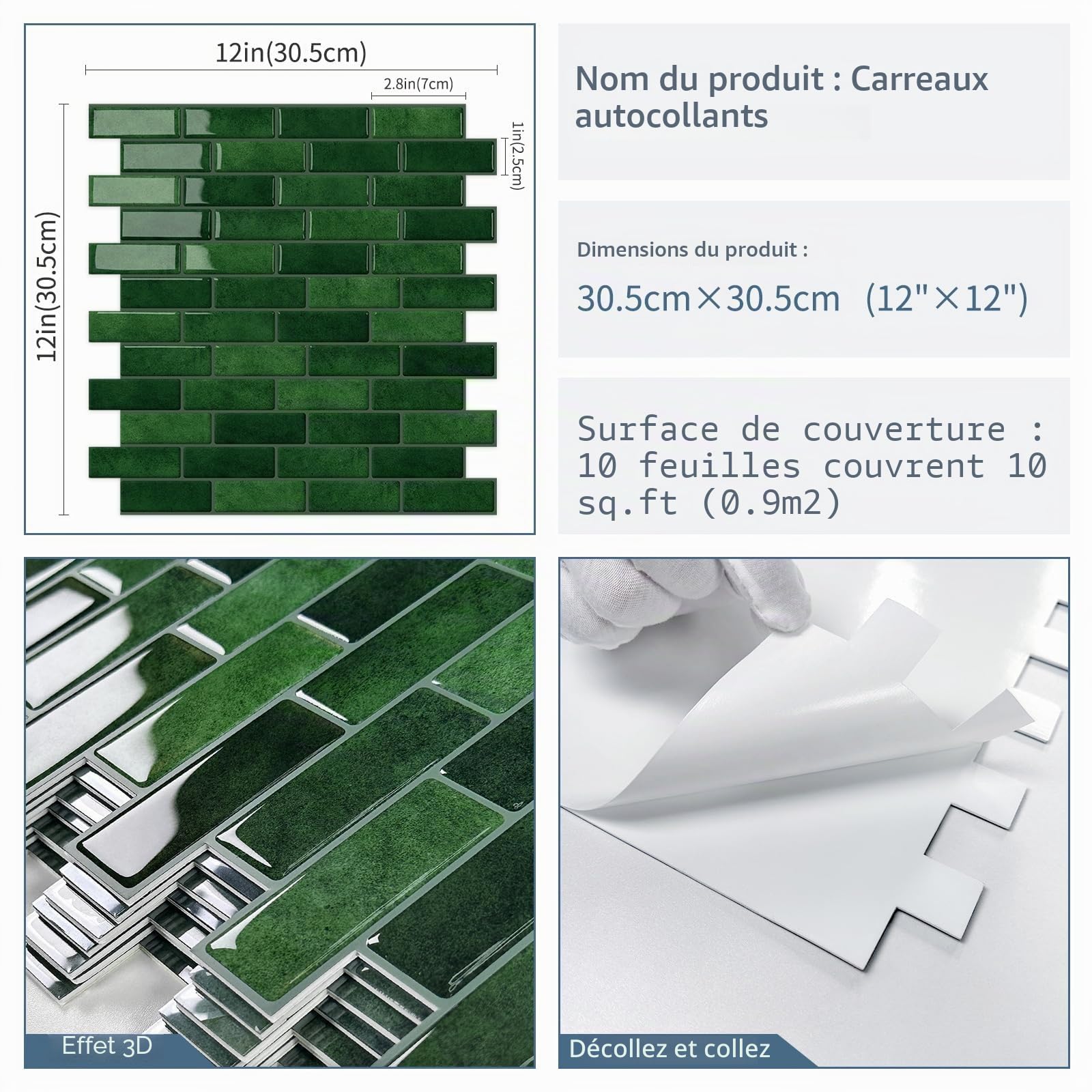 Carrelage Adhesif Mural Credence Adhesive Cuisine 3d Relief 10 Pièces