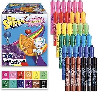 Mr. Sketch Scented Washable Markers, Chisel Tip Marker, Assorted Colors, 36 Count