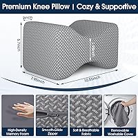 Vista 2 de BlissTrends Almohada de rodilla de espuma viscoelástica, almohada de rodilla para dormir de lado, almohadas de piernas para dormir circulación