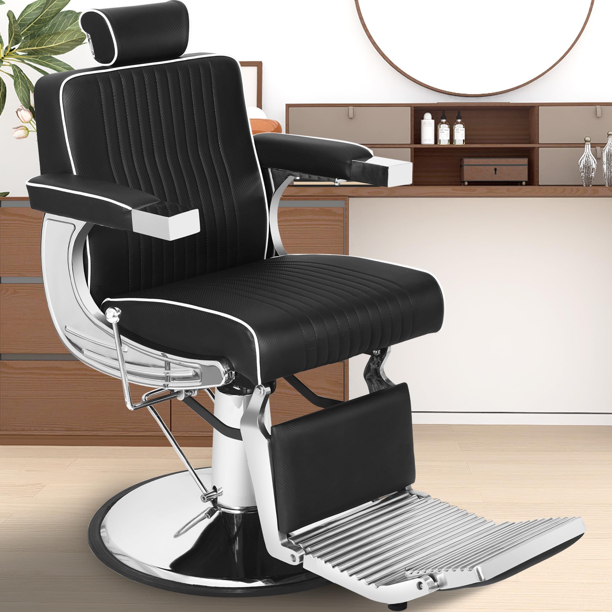 Hicomony Black Barber Chair Salon Chair, Barber Chairs for Barbershop Reclining Salon Chairs for Hair Stylist Hair Chair Professional Hydraulic for